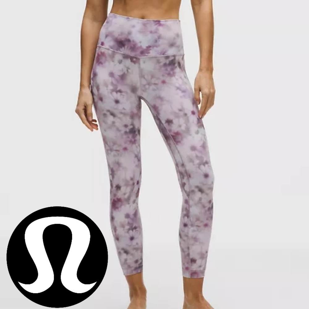 NWT Lululemon High Rise Leggings 25" -  Meadow Haze Pink Multi